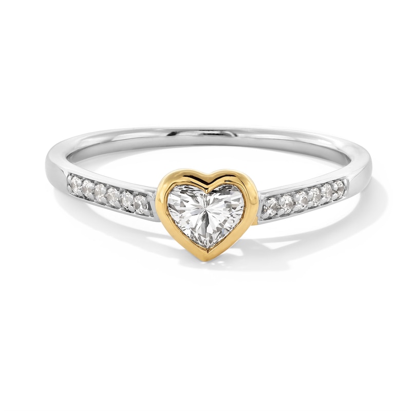 Main Image 1 of 1/3 CT. T.W. Heart-Shaped Certified Lab-Grown Diamond Promise Ring in 10K Two-Tone Gold (F/SI2)