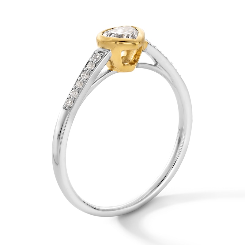 Main Image 2 of 1/3 CT. T.W. Heart-Shaped Certified Lab-Grown Diamond Promise Ring in 10K Two-Tone Gold (F/SI2)