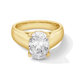 3 CT. Oval Certified Lab-Grown Diamond Solitaire Thick Shank Engagement Ring in 14K Gold (F/VS2)