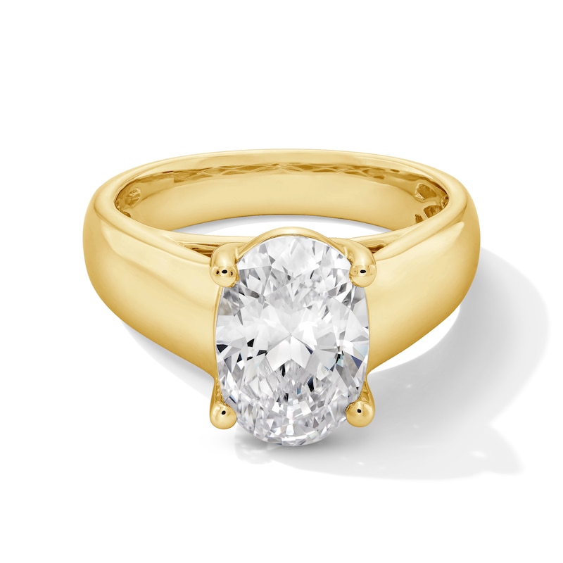Main Image 1 of 3 CT. Oval Certified Lab-Grown Diamond Solitaire Thick Shank Engagement Ring in 14K Gold (F/VS2)