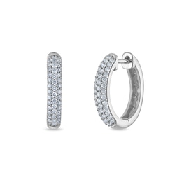 1/2 CT. T.W. Lab-Grown Diamond Triple Row Hoop Earrings in 10K White Gold (F/VS2)