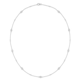 1/2 CT. T.W. Lab-Grown Diamond Alternating Station Necklace in 10K White Gold (F/VS2)