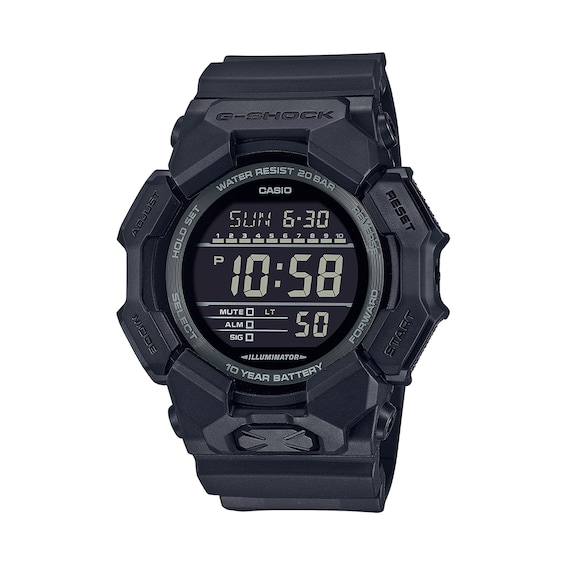 Men's Casio G-Shock Digital Black Bio-Based Resin Strap Watch with Black Dial (Model: GD010-1A1)