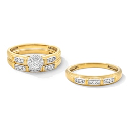 1/3 CT. T.W. Certified Lab-Grown Diamond Frame Sectioned Shank Wedding Ensemble in 10K Gold (F/SI2)