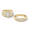 Thumbnail Image 1 of 1-1/2 CT. T.W. Marquise-Cut Certified Lab-Grown Diamond Frame Double Row Shank Wedding Ensemble in 10K Gold (F/SI2)