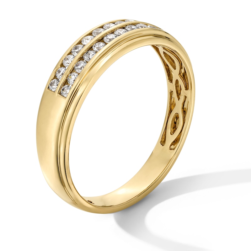 Main Image 3 of 1-1/2 CT. T.W. Marquise-Cut Certified Lab-Grown Diamond Frame Double Row Shank Wedding Ensemble in 10K Gold (F/SI2)