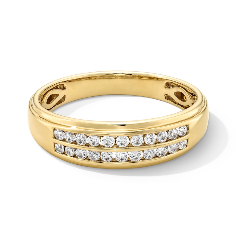 Main Image 4 of 1-1/2 CT. T.W. Marquise-Cut Certified Lab-Grown Diamond Frame Double Row Shank Wedding Ensemble in 10K Gold (F/SI2)