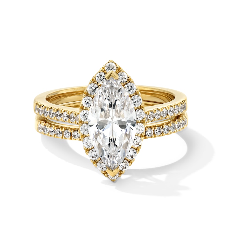 Main Image 1 of 2 CT. T.W. Marquise-Cut Certified Lab-Grown Diamond Frame Bridal Set in 14K Gold (F/VS2)