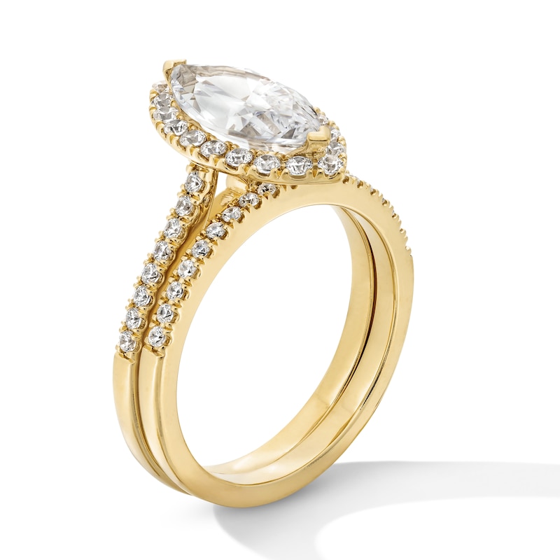 Main Image 2 of 2 CT. T.W. Marquise-Cut Certified Lab-Grown Diamond Frame Bridal Set in 14K Gold (F/VS2)