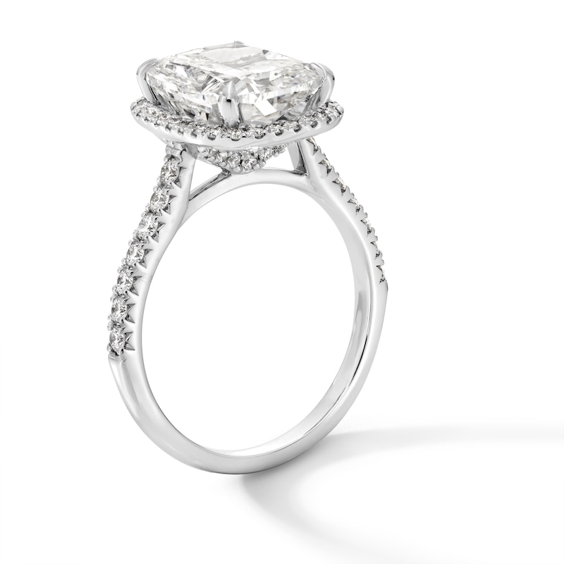 Main Image 2 of 4-1/2 CT. T.W. Cushion-Cut Certified Lab-Grown Diamond Frame Engagement Ring in 14K White Gold (F/VS2)