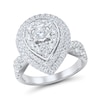 Thumbnail Image 1 of 2 CT. T.W. Pear-Shaped Multi-Diamond Double Frame Twist Shank Engagement Ring in 14K White Gold