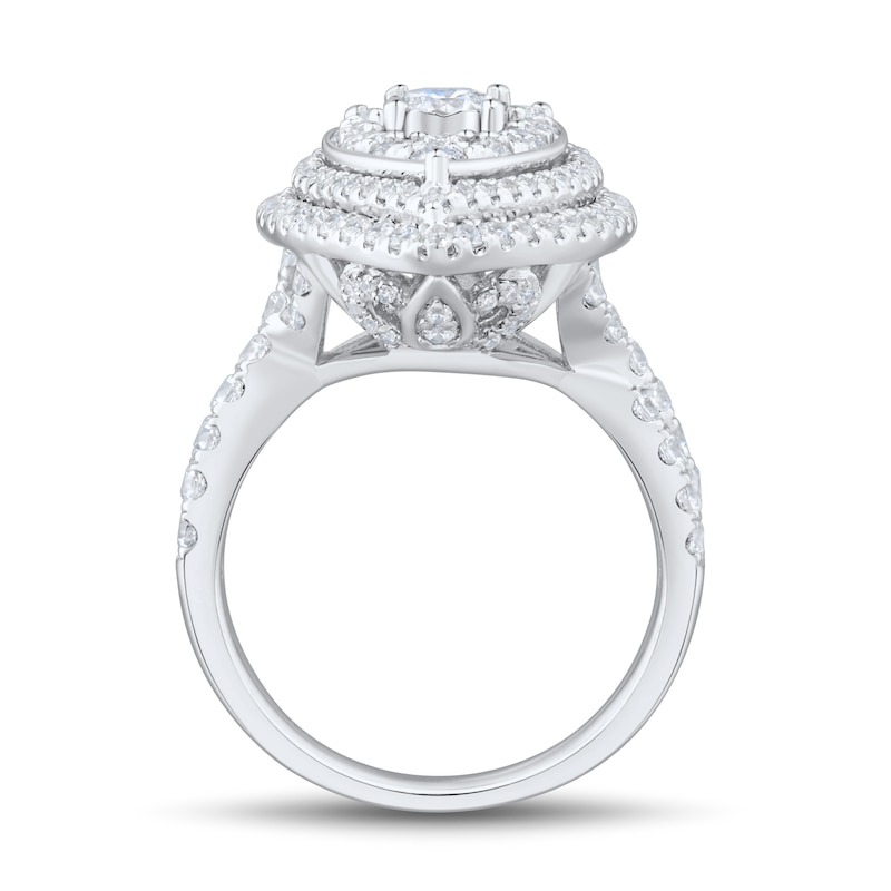 Main Image 2 of 2 CT. T.W. Pear-Shaped Multi-Diamond Double Frame Twist Shank Engagement Ring in 14K White Gold
