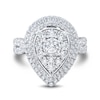Thumbnail Image 3 of 2 CT. T.W. Pear-Shaped Multi-Diamond Double Frame Twist Shank Engagement Ring in 14K White Gold