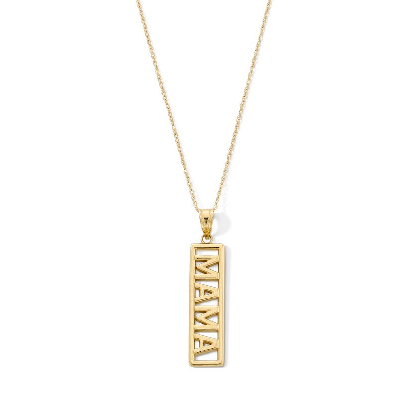 Main Image 1 of “Mama” Vertical Bar Pendant in Solid 10K Gold