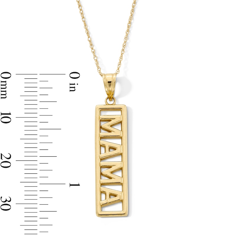 Main Image 4 of “Mama” Vertical Bar Pendant in Solid 10K Gold