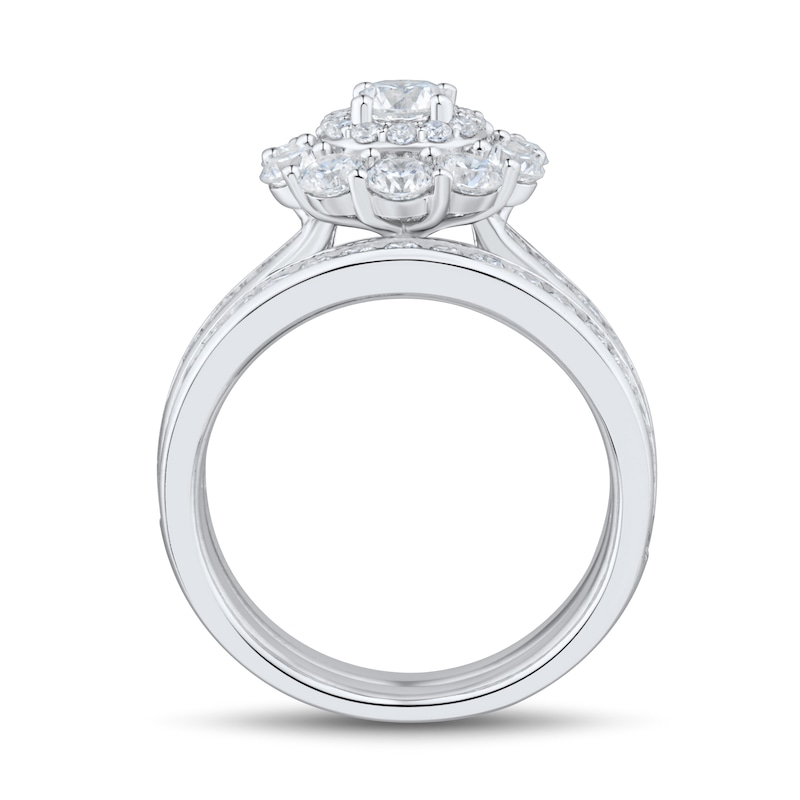 Main Image 2 of 2-1/2 CT. T.W. Diamond Double Frame Channel-Set Shank Bridal Set in 10K White Gold