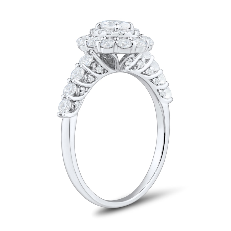 Main Image 2 of 1 CT. T.W. Oval Diamond Double Frame Engagement Ring in 14K White Gold