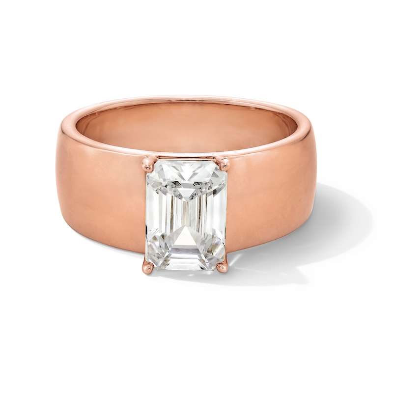 Main Image 1 of 2 CT. Emerald-Cut Certified Lab-Grown Diamond Solitaire Thick Shank Engagement Ring in 14K Rose Gold (F/VS2)