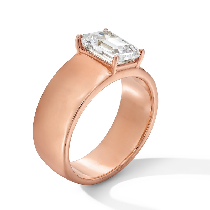 Main Image 2 of 2 CT. Emerald-Cut Certified Lab-Grown Diamond Solitaire Thick Shank Engagement Ring in 14K Rose Gold (F/VS2)