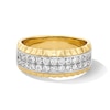 Thumbnail Image 1 of 3/4 CT. T.W. Certified Lab-Grown Diamond Double Row Textured Edge Band in 10K Two-Tone Gold (F/VS2)