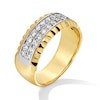 Thumbnail Image 2 of 3/4 CT. T.W. Certified Lab-Grown Diamond Double Row Textured Edge Band in 10K Two-Tone Gold (F/VS2)