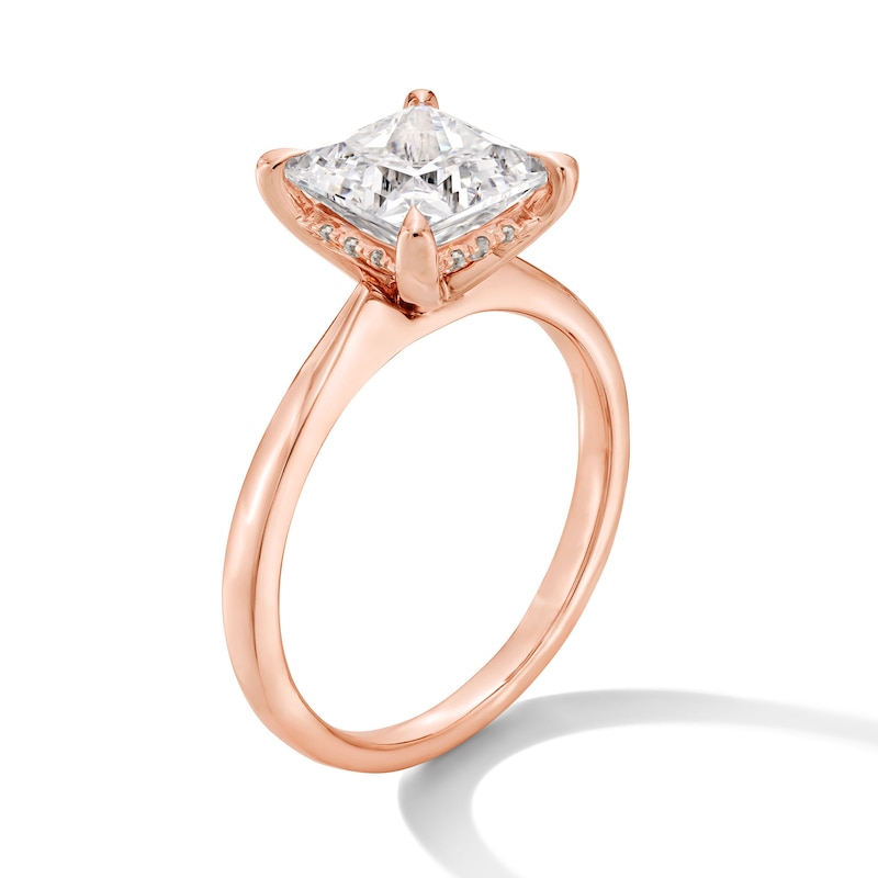 Main Image 2 of 2-1/2 CT. T.W. Princess-Cut Certified Lab-Grown Diamond Solitaire Hidden Halo Engagement Ring in 14K Rose Gold (F/VS2)