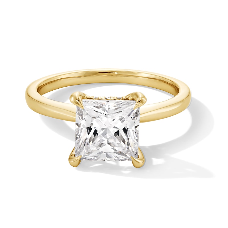 Main Image 1 of 2-1/2 CT. T.W. Princess-Cut Certified Lab-Grown Diamond Solitaire Hidden Halo Engagement Ring in 14K Gold (F/VS2)