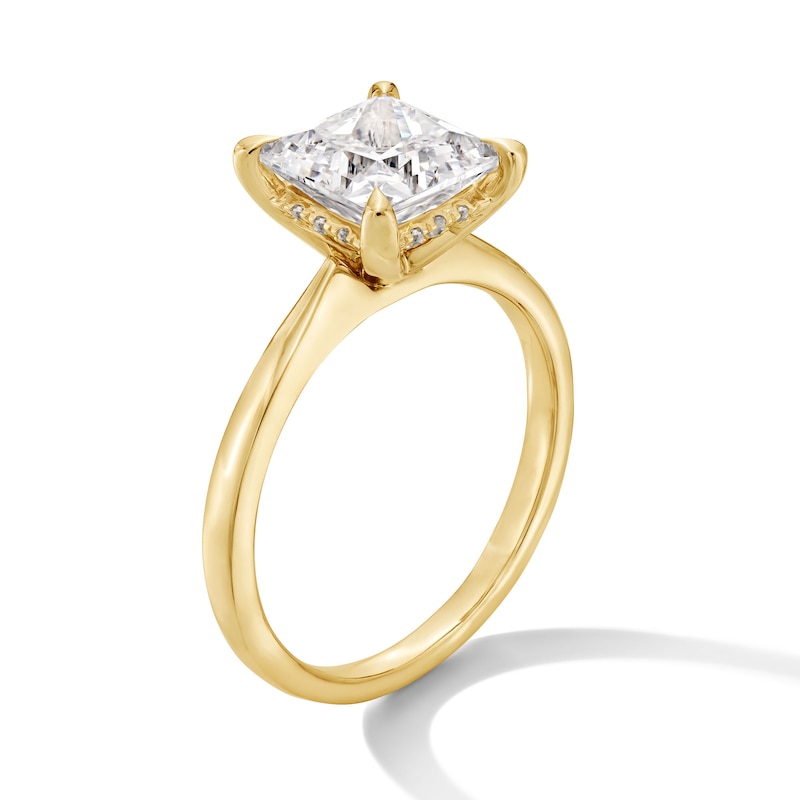 Main Image 2 of 2-1/2 CT. T.W. Princess-Cut Certified Lab-Grown Diamond Solitaire Hidden Halo Engagement Ring in 14K Gold (F/VS2)