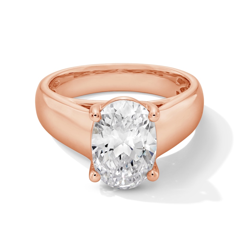 Main Image 1 of 3 CT. Oval Certified Lab-Grown Diamond Solitaire Thick Shank Engagement Ring in 14K Rose Gold (F/VS2)