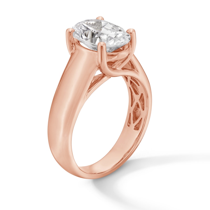 Main Image 2 of 3 CT. Oval Certified Lab-Grown Diamond Solitaire Thick Shank Engagement Ring in 14K Rose Gold (F/VS2)