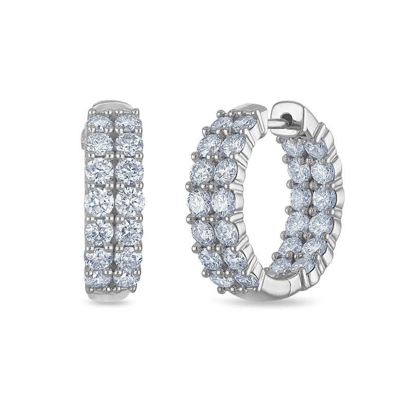 Main Image 1 of 4 CT. T.W. Certified Lab-Grown Diamond Double Row Inside-Out Hoop Earrings in 14K White Gold (F/VS2)