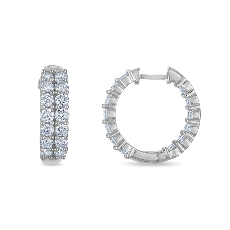 Main Image 2 of 4 CT. T.W. Certified Lab-Grown Diamond Double Row Inside-Out Hoop Earrings in 14K White Gold (F/VS2)