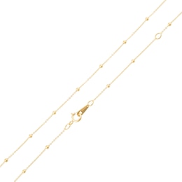 1.8mm Bead Station Chain Necklace in Solid 14K Gold