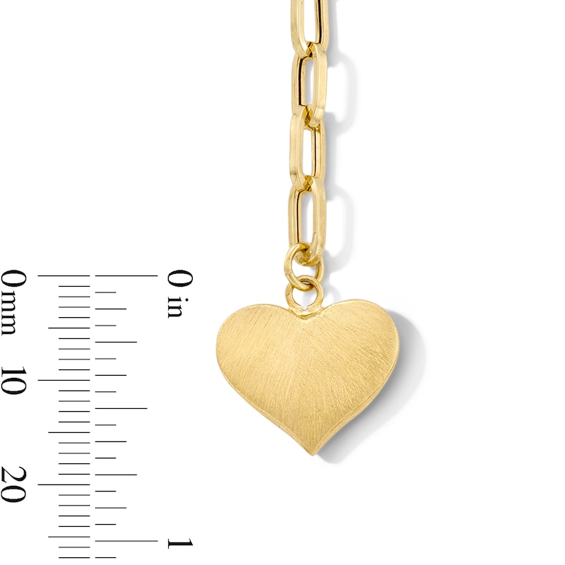 Main Image 4 of Heart Drop Paper Clip Chain “Y” Necklace in Hollow 10K Gold