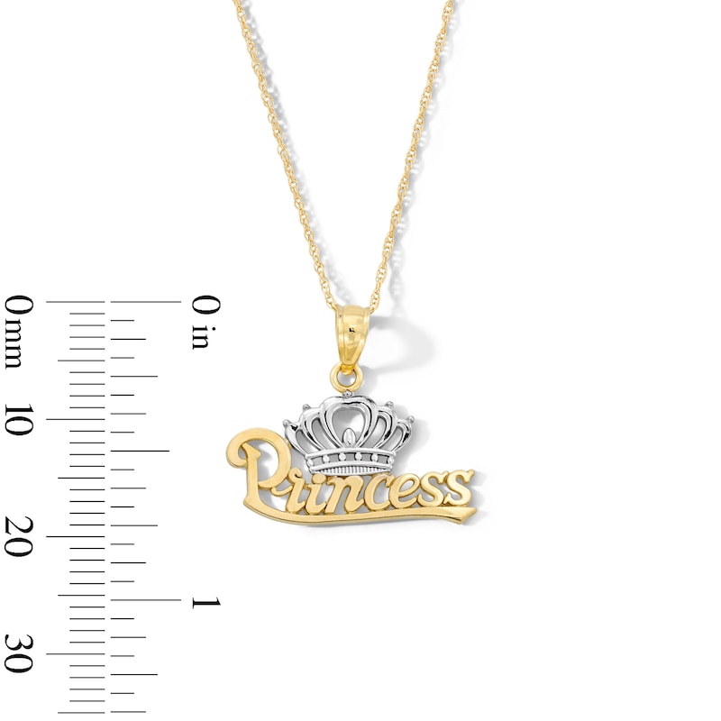 Main Image 4 of “Princess” and Crown Pendant in 10K Two-Tone Gold