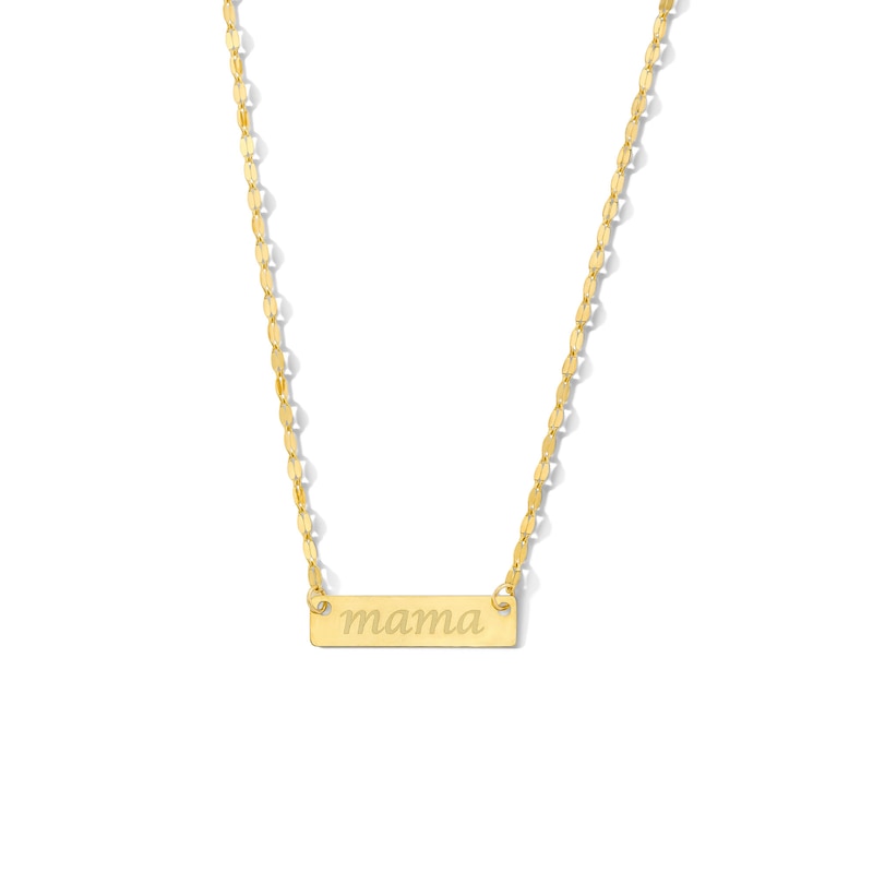 Main Image 1 of Rectangular “mama” Bar Necklace in 10K Gold