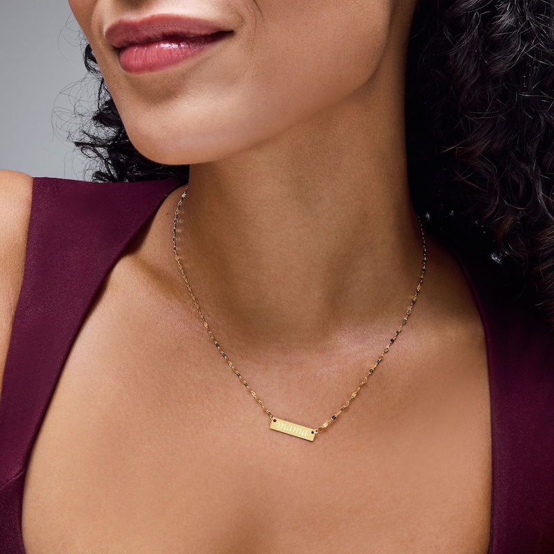 Main Image 2 of Rectangular “mama” Bar Necklace in 10K Gold