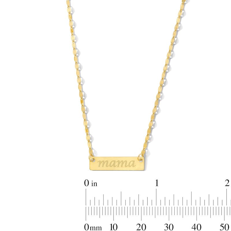 Main Image 3 of Rectangular “mama” Bar Necklace in 10K Gold