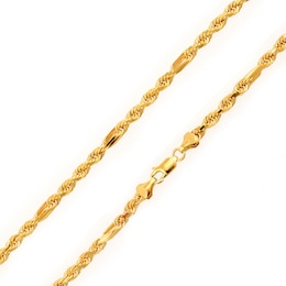 4.0mm Diamond-Cut Figaro Rope Chain Necklace in Hollow 14K Gold