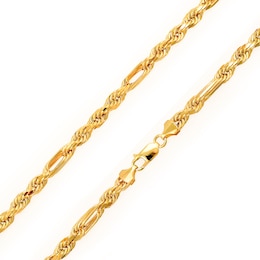 6.0mm Diamond-Cut Figaro Rope Chain Necklace in Hollow 14K Gold - 24"