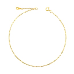 1.4mm Paper Clip Chain Anklet in Solid 14K Gold - 10"