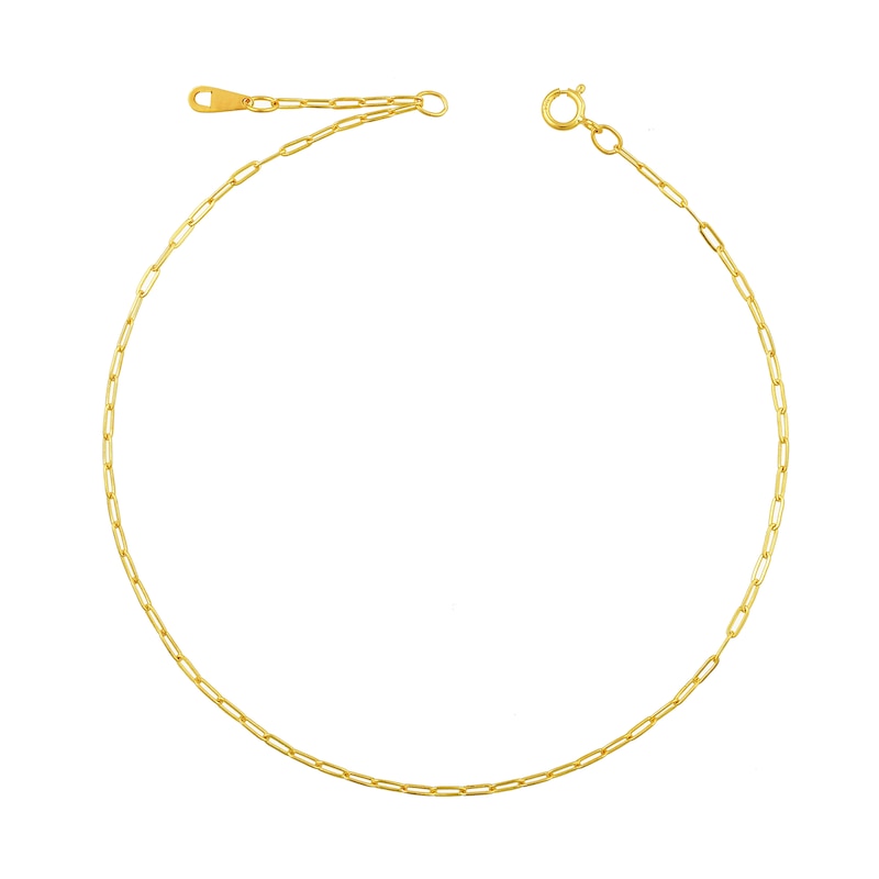 Main Image 1 of 1.4mm Paper Clip Chain Anklet in Solid 14K Gold - 10"