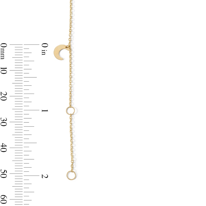 Main Image 2 of Moon and Star Dangle Station Cable Chain Anklet in Solid 10K Gold - 10"