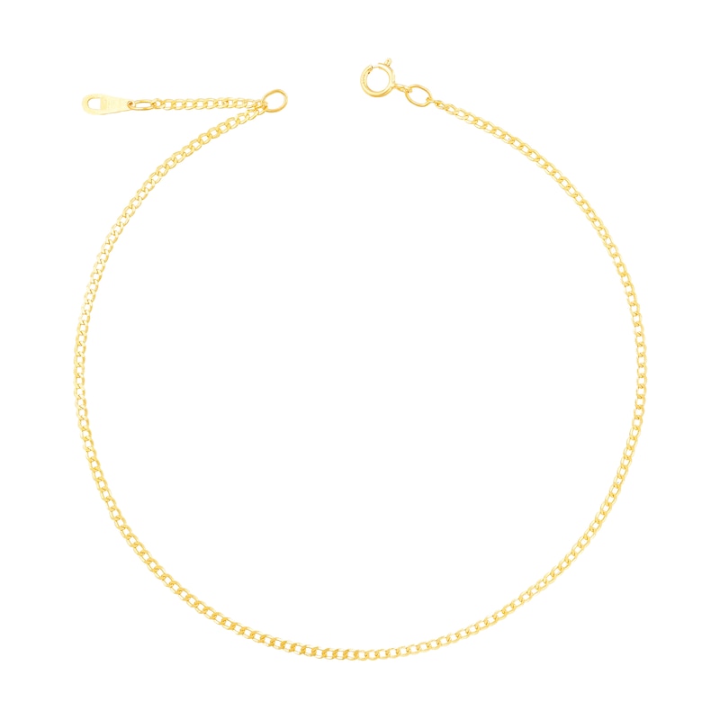 Main Image 1 of 1.6mm Diamond-Cut Curb Chain Anklet in Solid 14K Gold - 10"