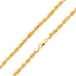 5.0mm Diamond-Cut Figaro Rope Chain Necklace in Hollow 14K Gold - 22"
