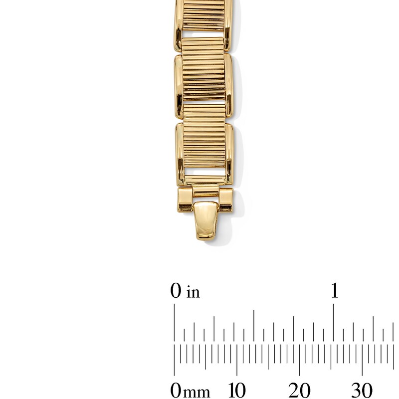 Main Image 2 of 8.0mm Ribbed Ribbon Link Bracelet in Hollow 10K Gold - 8.5"