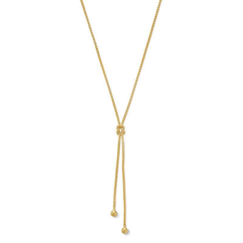 Main Image 1 of Knotted Popcorn Chain “Y” Necklace in Hollow 10K Gold