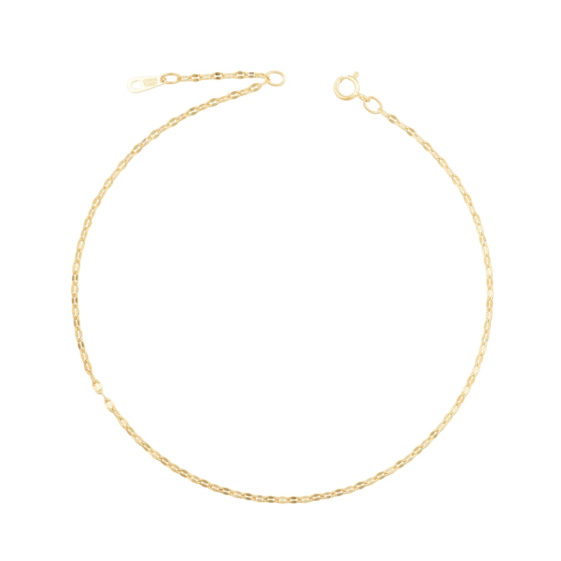 Main Image 1 of 1.8mm Forzatina Mirror Chain Anklet in Solid 14K Gold - 10"