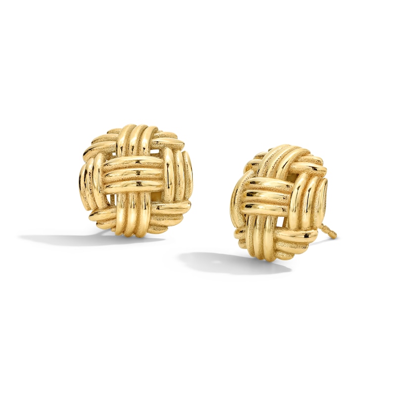 Main Image 1 of Woven Basket Stud Earrings in Solid 10K Gold