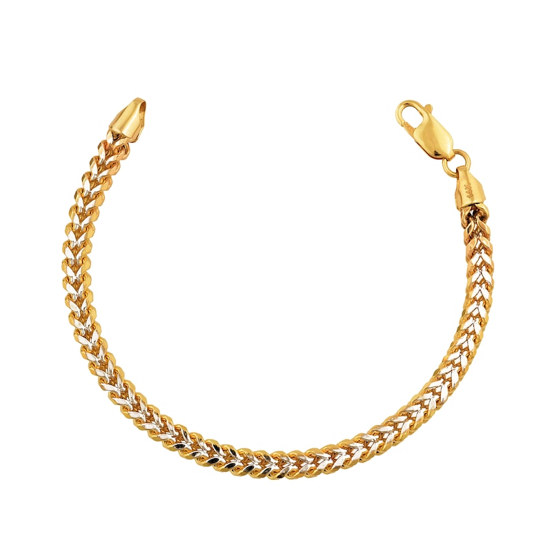 Main Image 1 of 5.3mm Diamond-Cut Franco Chain Bracelet in Hollow 14K Two-Tone Gold - 8.5"